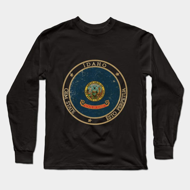Vintage Idaho USA United States of America American State Flag Long Sleeve T-Shirt by DragonXX